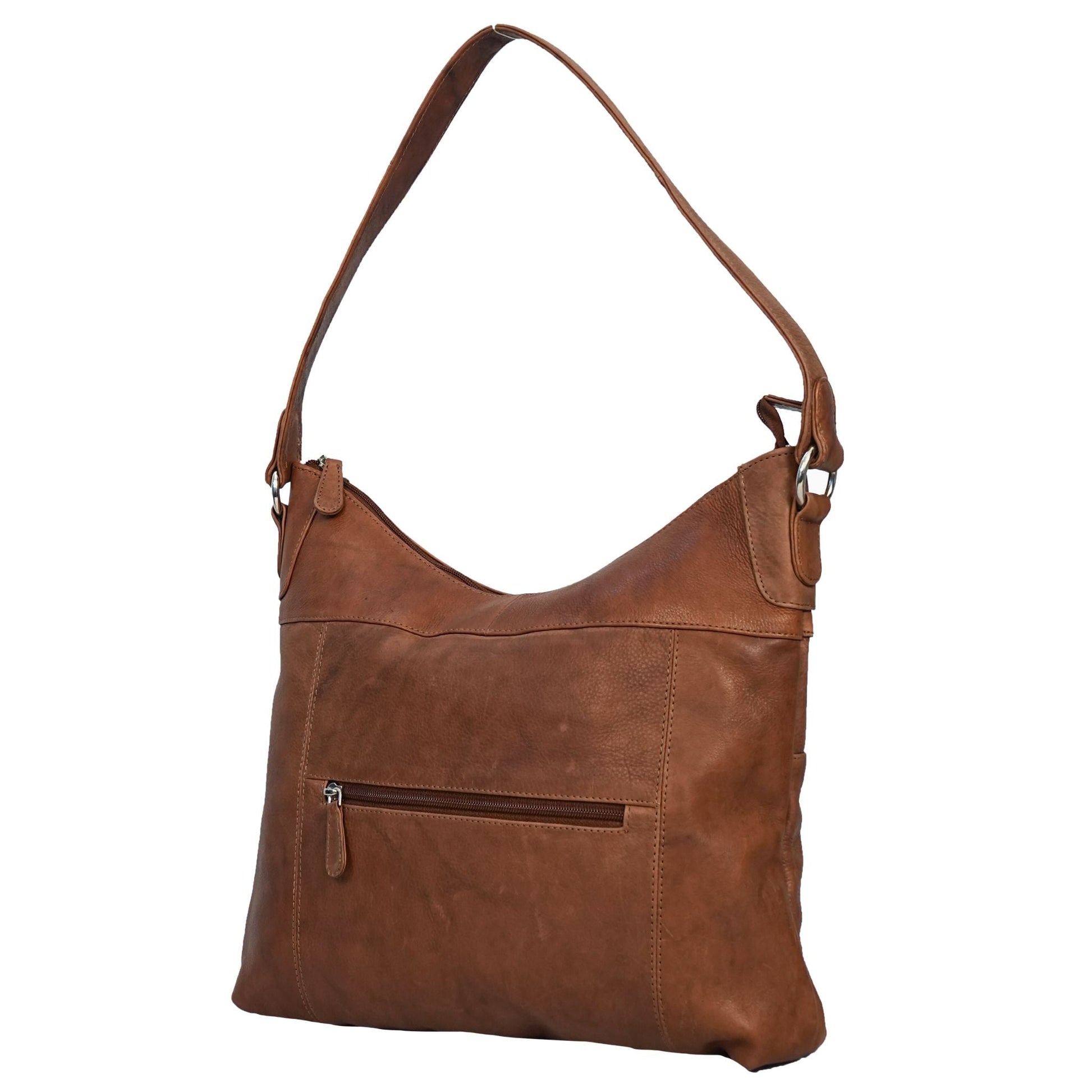 Tan shoulder bag side angle view