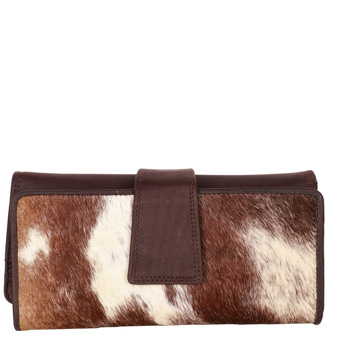 Brown cowhide ladies wallet front view