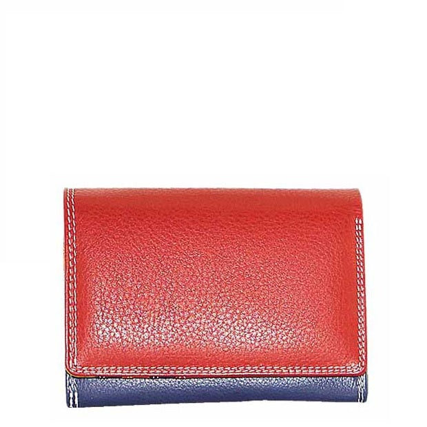 Small Multicoloured Leather Ladies Wallet Red