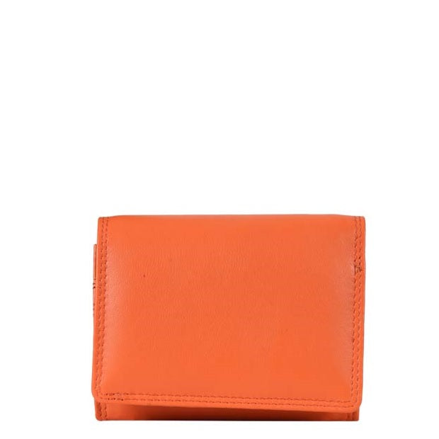Small Plain Leather Wallet Orange
